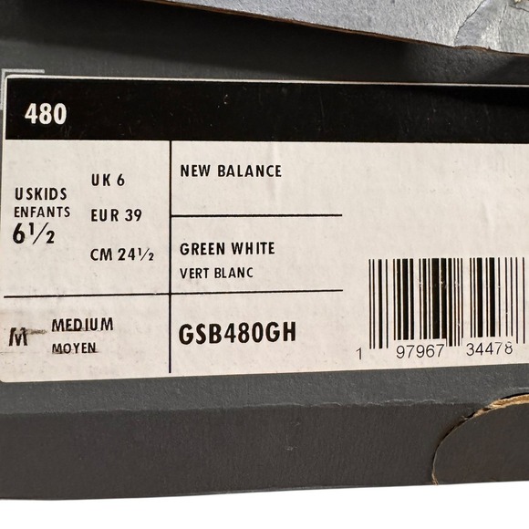 New Balance 480 Forest Green/White Youth Size 6.5 EUC with Box Only wore 3 X's - Picture 6 of 6